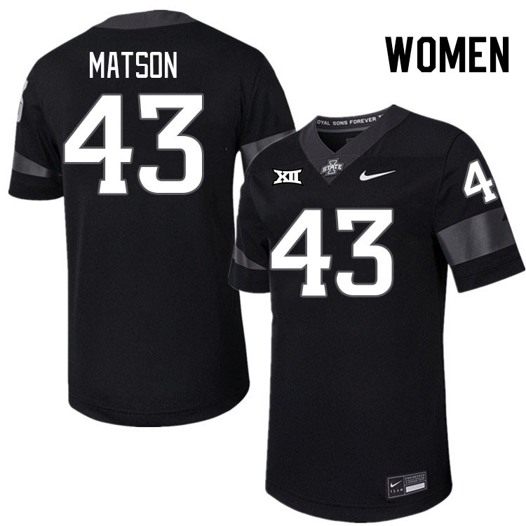 Women #43 Caden Matson Iowa State Cyclones College Football Jerseys Stitched-Black